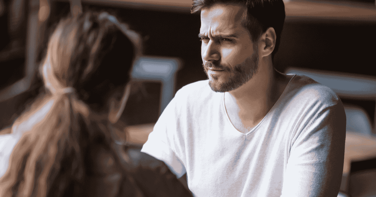 A man on a date wondering if his date is a narcissist.