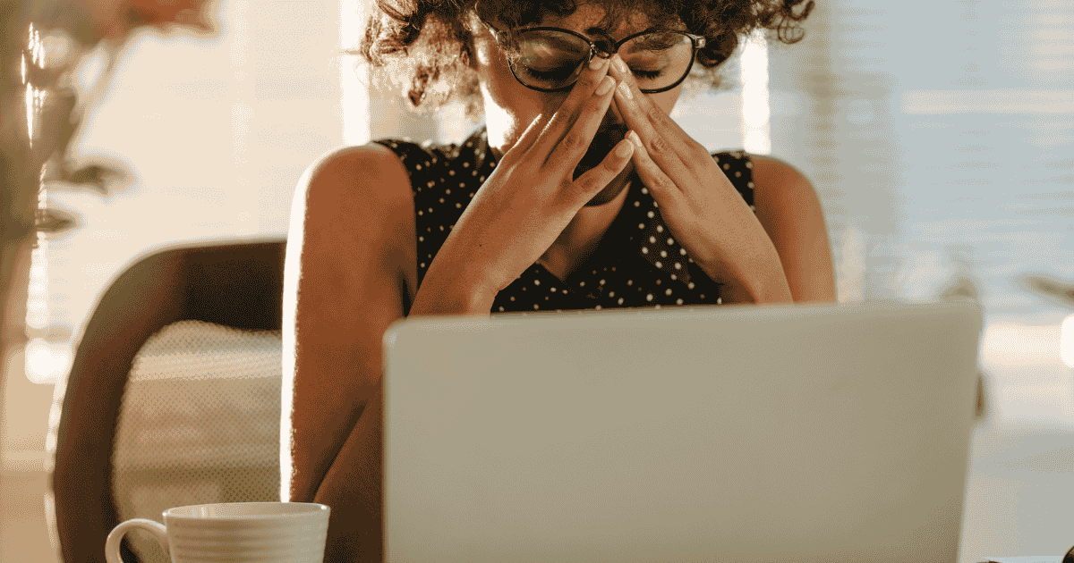 A woman stressed from her dating journey