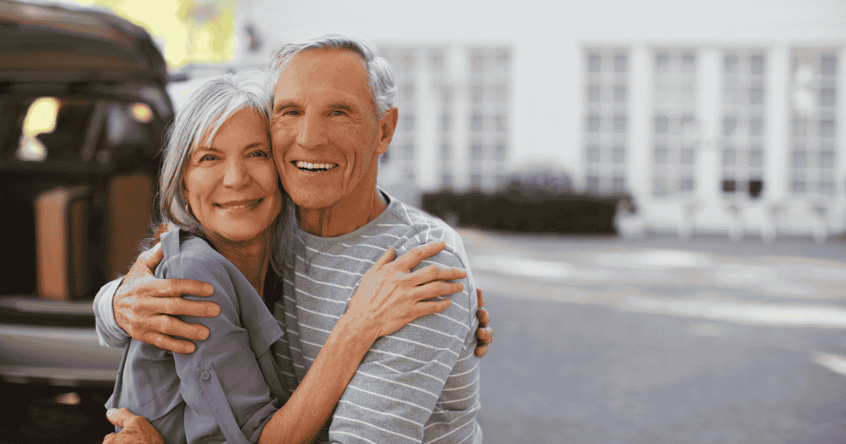 A happy couple dating in real life